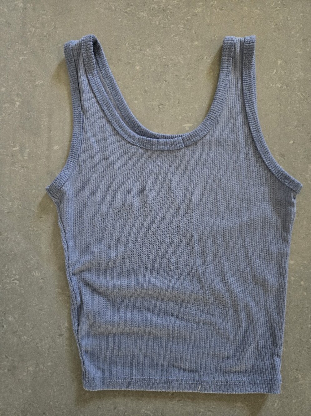 Classic Ribbed Scoop Tank Top — Dusty Blue